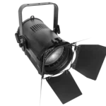 Foco Fresnel LED FRES2100TW Zoom de 200 W, con temperatura de color ajustable de 3200 a 5600 K, zoom motorizado de 25° a 65° y control DMX/RDM para iluminación profesional.